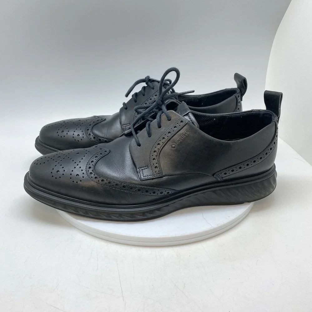 Ecco Sneakers ST1 Hybrid Wingtip Mens 11-11.5 GTX‎ Black Leather Oxford Shoes